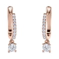 thumbnail image 1 of JeenMata Aros con Diamantes de Talla Brillante Redondo de 1 Quilate y Moissanita: Aros con Engaste Pavé de 4 Puntas: Baño de Oro Rosa de 18 K sobre Plata, 1 of 6