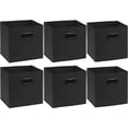 6 Pack SimpleHouseware Foldable Cube Storage Bin with Handle, Black