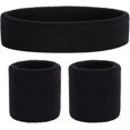 thumbnail image 1 of Striped Terry Cloth Sports Headband For Sports Exercise, Basketball, Moisture Wicking, Sweat Absorption Black, 1 of 5