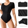 thumbnail image 4 of YUSHOW Womens Bodysuits Round Neck Short Sleeve T Shirts Basic Bodysuit (Black,M), 4 of 7