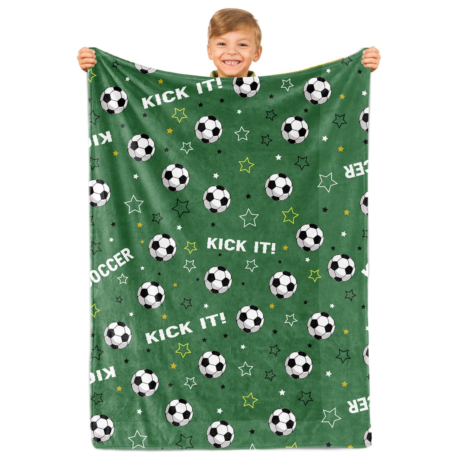 Soccer Blanket, Soccer Blanket for Boys and Girls, Super Soft Fleece