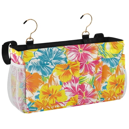 Ryvnso Bedside Caddy Elegant Flowers Bedside Storage Bag Hanging Organizer
