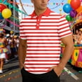 thumbnail image 2 of Mens Polos Short Sleeve Knit Stripe Shirt Casual Summer Top Fit Tee Business Leisure Clothes, 2 of 5