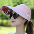 thumbnail image 5 of D GROEE Sun Hats for Women Leaf Print Flower Decoration Wide Brim UV Summer Beach Packable Visor, 5 of 7