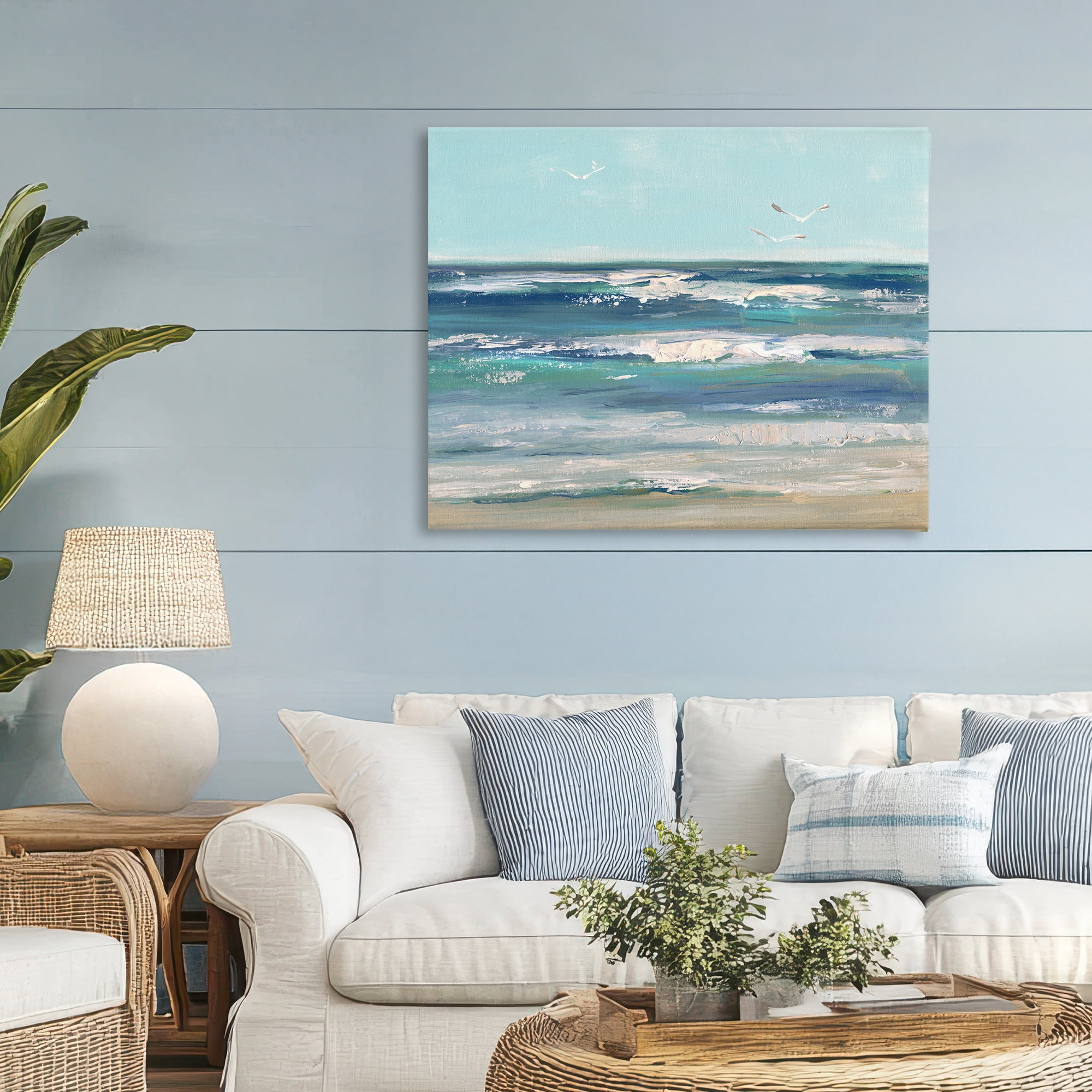 Stupell Industries Seagulls over Rolling Waves Canvas Wall Art, design by Sally Swatland