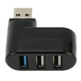 thumbnail image 2 of Concentrador USB giratorio de 90 grados, 3 puertos, Plug and Play, compatible con intercambio en caliente, concentrador USB giratorio de 180 grados para PC de escritorio, color negro, 2 of 14