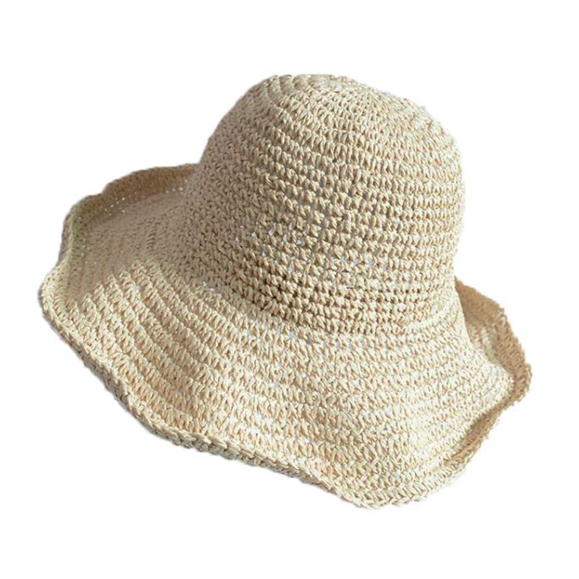 Foldable Brimmed Straw Hat For Women 5 Colors Summer Beach Sun Hats For Ladies