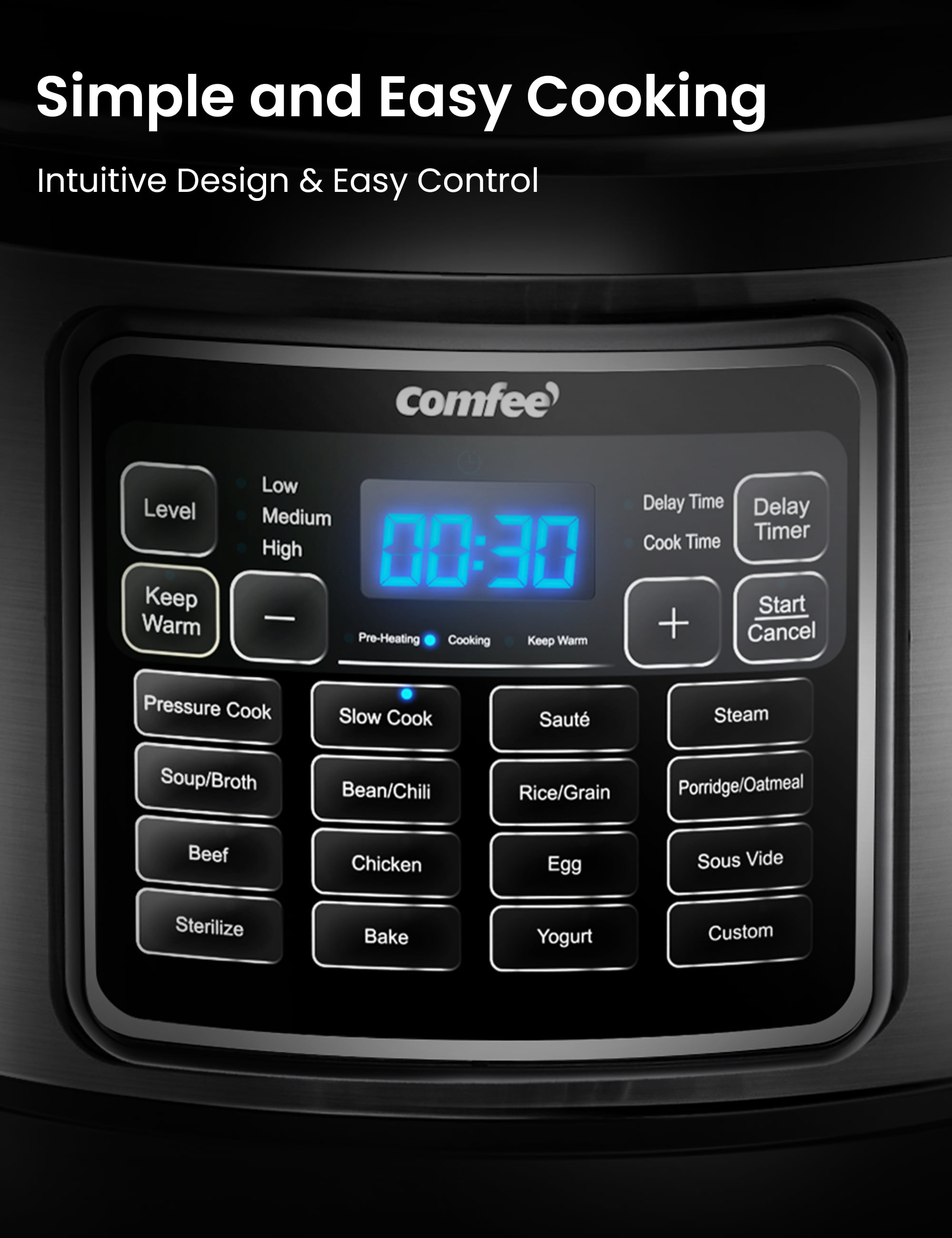 COMFEE' 16 in 1 Electric Pressure Cooker Instant Multi Cooker Olla