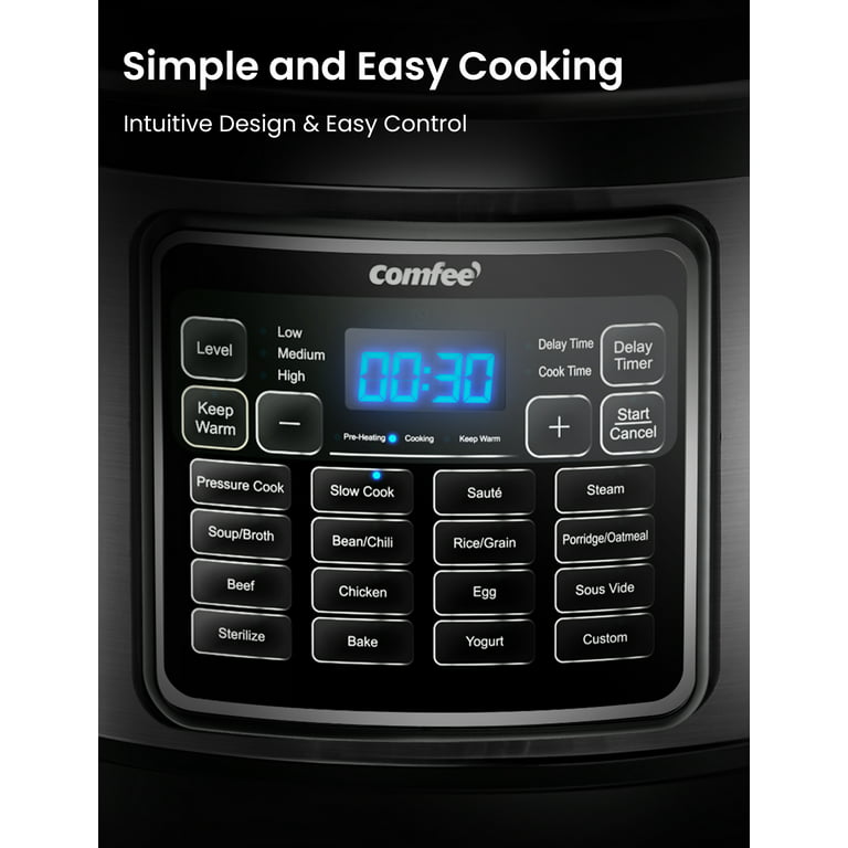  COMFEE' Pressure Cooker 6 Quart with 12 Presets, Multi