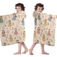 thumbnail image 4 of Beige Princess Leaf Pattern Hooded Bath Towel，50"x30" for Ages 3 To 12 Kids, Quick Dry Lightweight Soft Microfiber Hood Beach Towel Cover Up for Kids, 4 of 7