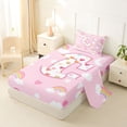 thumbnail image 2 of Feelyou Cute Love Heart Letter C Twin Sheet Sets for Girls, Star Cloud Bedding, Pink, 3 Pieces, 2 of 5