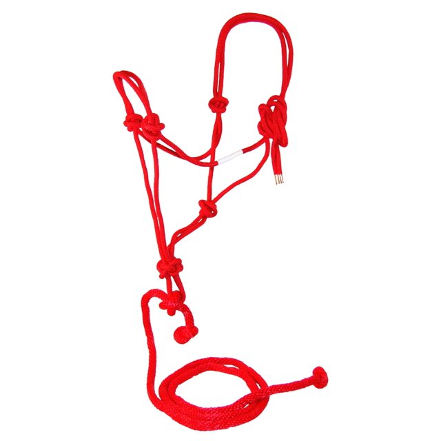 Cabestro con correa para caballo adulto Hamilton, color rojo