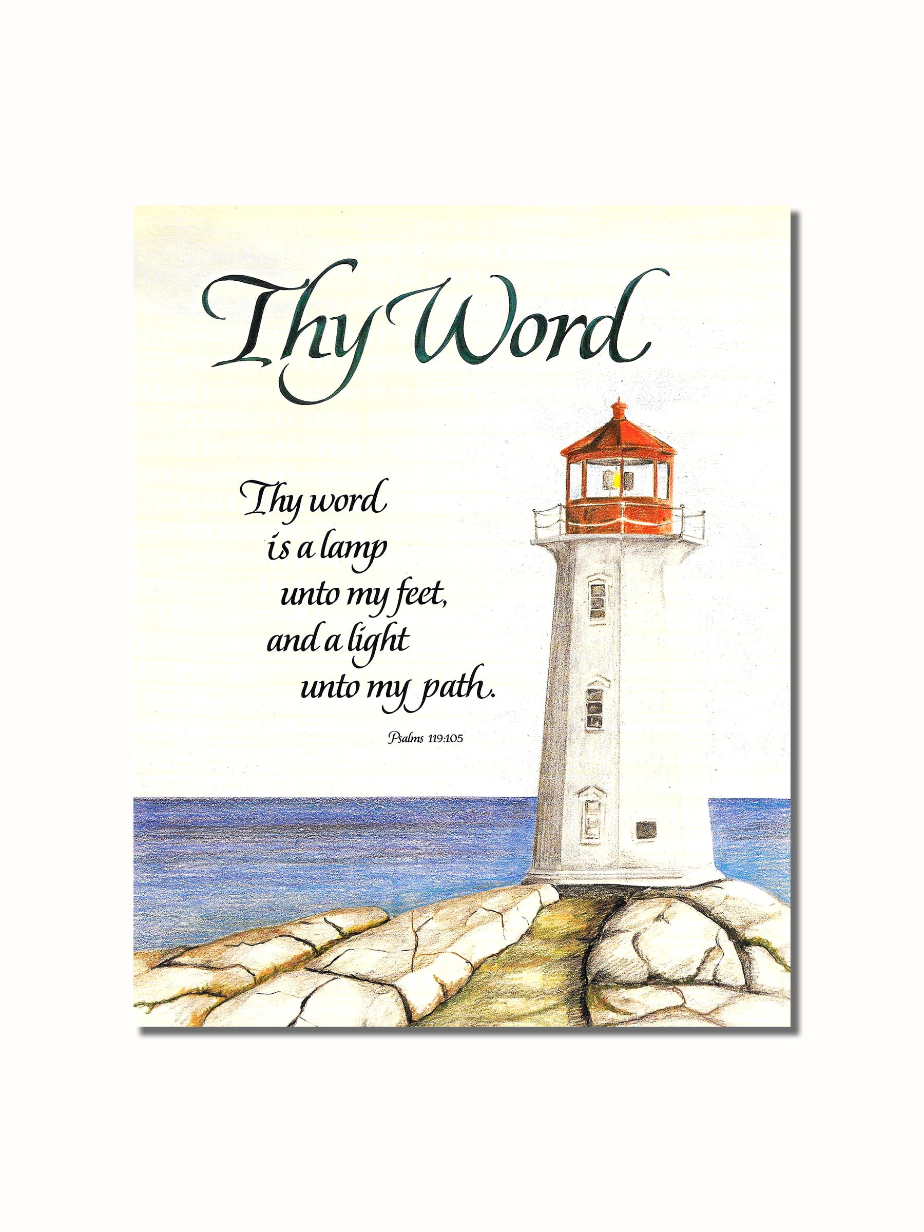Lighthouse Thy Word Psalms 119 Christian Religious Wall Picture 8x10