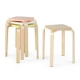 thumbnail image 1 of Costway Set of 4 Colorful Square Stools Stackable Wood Stools with Anti-slip Felt Mats, 1 of 10