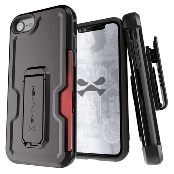 Funda GHOSTEK Iron Armor para iPhone 8 PLUS y 7 PLUS Negra con Clip Mica Covert