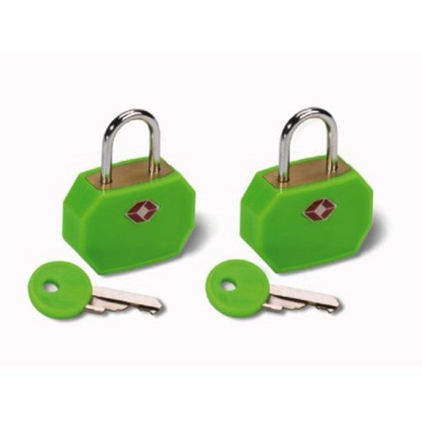 Travel Sentry Mini Padlock, 2Pack, Neon Green
