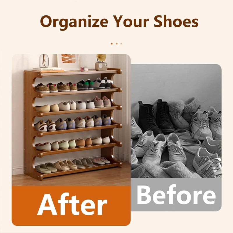 6-Tier Shoe Rack, Tall Narrow Shoe Rack Organizer for Small Spaces, Multifunction Display Shelf, Shoe Rack for Entryway, Closet, Corner, Doorway, Space Saving Shoe Organzier