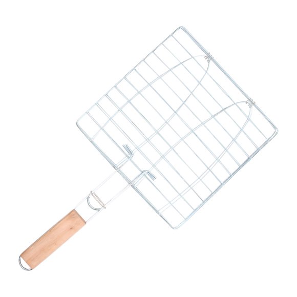 OULII bbq fish holders Barbecue BBQ Grill Basket Wood 1Pcs Outdoor Grillers