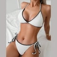 thumbnail image 4 of Afdoent Women's Bikini Sets Womens Swimsuits Thong Micro Bikini Ditsy Floral Two Piece Sets Bathing Suit Color Block Bandeau Swim Top Trendy Beach Swimwear, 4 of 6