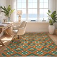 thumbnail image 3 of Design&I 8'x10' Washable Area Rug Extra Large Skid-Resistant Low Profile Orange Funky Vibrant Symmetrical Border Contrasting Tones Classroom for Living Room, Family, 3 of 7