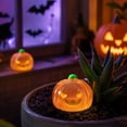 thumbnail image 6 of Figurine Luminous Pumpkin Ornament Halloween Fall Harvest Tiered Tray Tabletop Shelf Decor Spooky Pumpkin Statue Party Favor Gift Home Office Dorm Desktop Holiday Decoration, 6 of 8