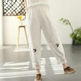thumbnail image 5 of Edvintorg Lightweight Pants for Women Casual Summer Elastic High Waist Cotton and Linen Pants with Pockets Vintage Plus Size Sweatpants Women White XXXL, 5 of 7