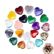 Scheam Love Shaped Decorative Stones,20 Pcs Cute Heart Healing Crystal Rocks,Natural Polished Gemstones,Rose Quartz Amethyst Stone Assorted Set,for Energy Balancing Meditation Gift