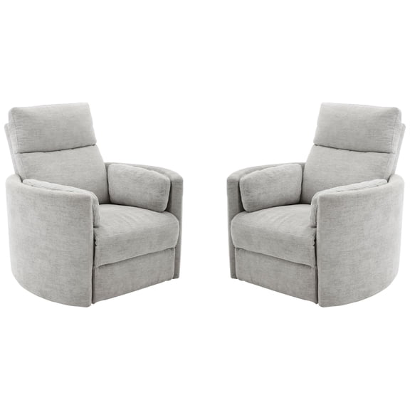 Pemberly Row Modern Gray Fabric Power Swivel Glider Recliner (Two Pack)
