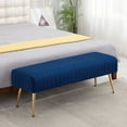 Modern Upholstered Velvet Bench, End of Bed Bench, Bedroom Bench with Metal Legs for Living Room
