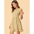 thumbnail image 4 of INSPIRE CHIC Robe Trapèze Décontractée Sans Manches à Col en V Imprimée Florale pour Femme Jaune TP, 4 of 6