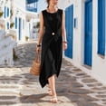 thumbnail image 4 of YuXingFu Sexy Dresses for Women Maxi Crew Neck Plus Size Womens Dress Sleeveless Solid Color Slim Fit Long Casual Summer Black M, 4 of 8