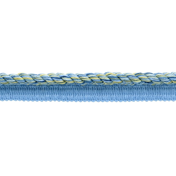 3/8" (1cm) Duke Collection Twisted Rope Cord Trim with Lip # 0038DKL,, Coastline Blue #N42 (Light Blue, Yellow Gold, Light Yellow) Sold By The Yard (36"/3 ft/0.9m)
