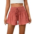 thumbnail image 4 of Ounisa Women's Summer Casual Fashion Solid Drawstring Elastic Waist Loose Culottes Shorts Flowy Breathable Lightweight Airy Shorts, 4 of 7