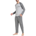 thumbnail image 2 of MoFiz Men's Bamboo Pajamas Set Long Sleeve Crew-Neck Top and Pants with Pockets Loungewear 2-Piece for Men, 2 of 7