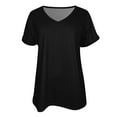 thumbnail image 5 of Lixiuxyad Loose Fit Tee Women's V Neck T Shirt Soft Comfortable Casual Basic Tee For Everyday Wear And Summer Outfits,Black L, 5 of 5