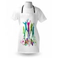thumbnail image 3 of Youth Apron Dancing Teenagers People Dancing and Jumping Vibrant Silhouettes Floral Border Detail, Unisex Kitchen Bib Apron with Adjustable Neck for Cooking Baking Gardening, Multicolor, by Ambesonne, 3 of 3