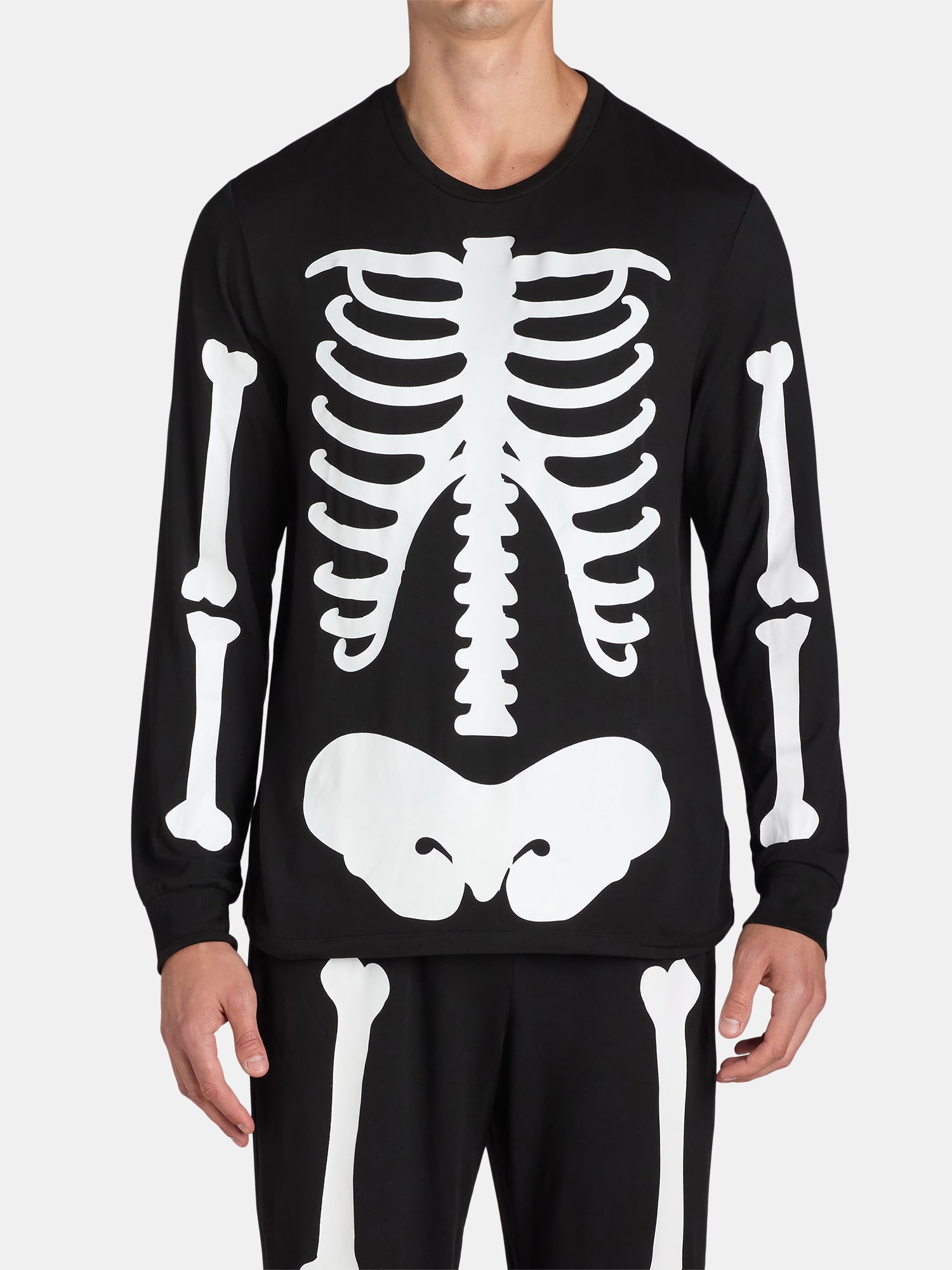 Halloween Men’s Family Matching Pajamas Glow In The Dark Skeleton Set by Way to Celebrate, 2-Piece, Sizes S-3XL