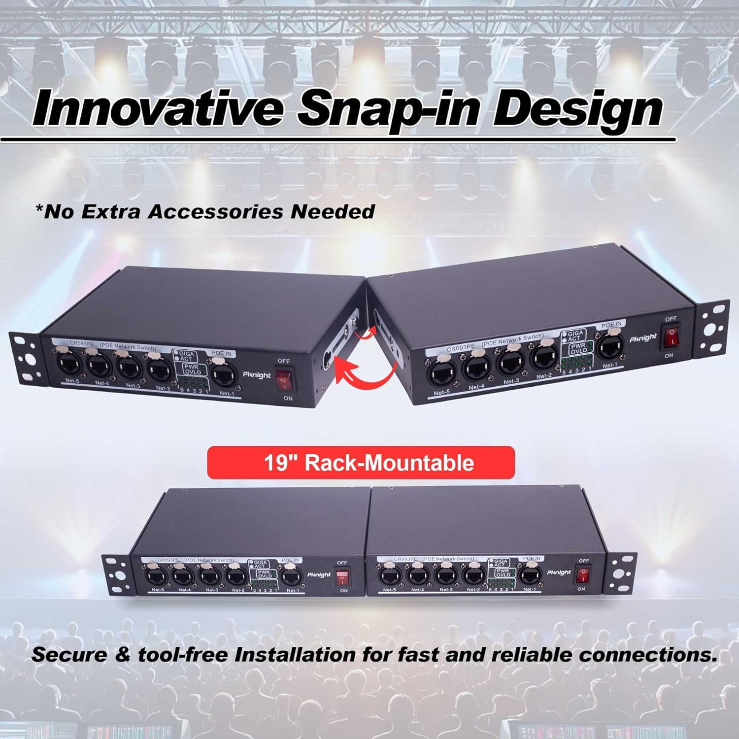 Pknight Stage Signal etherCON Network Switch POE Available