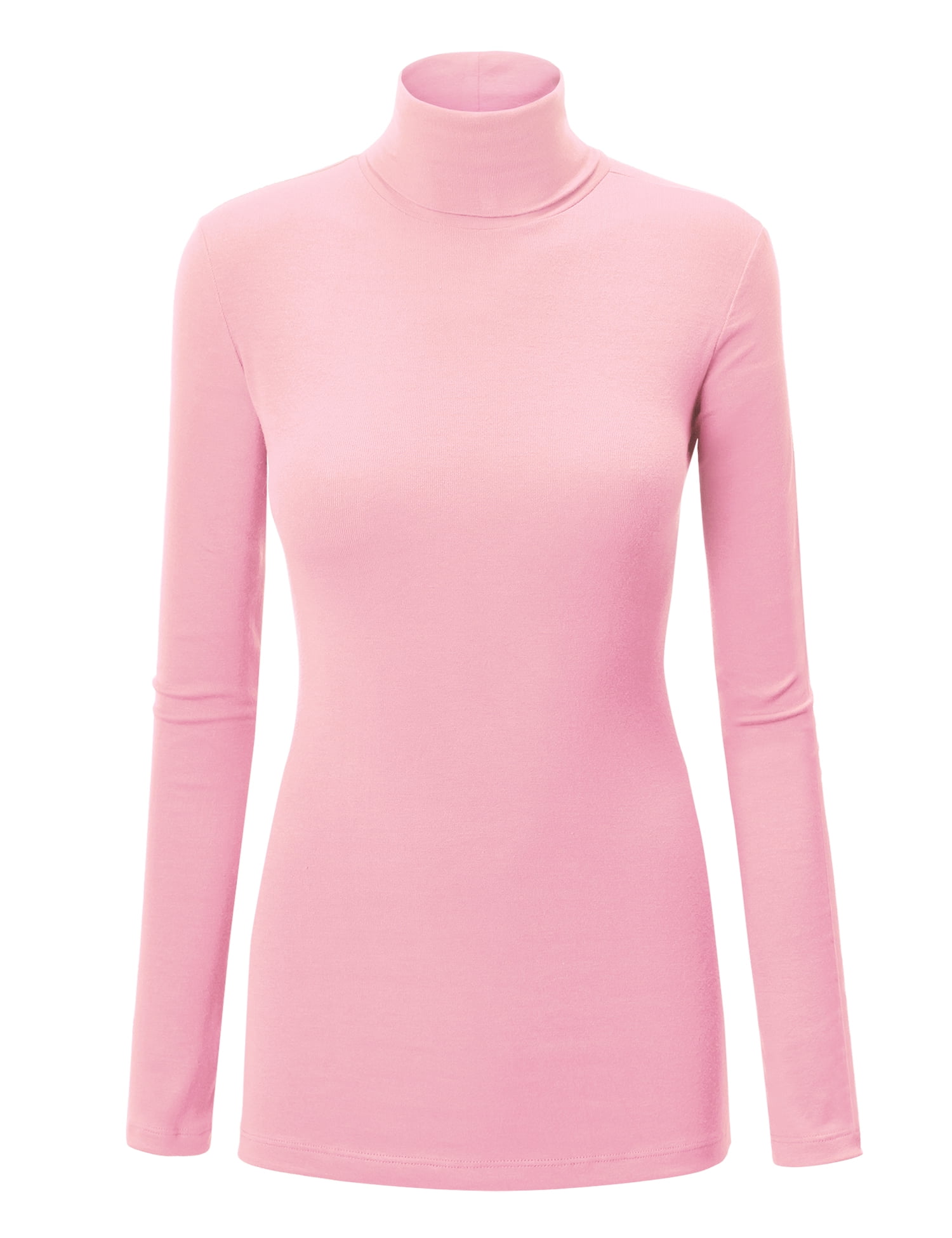 Made By Johnny Wt950 Womens Long Sleeve Rib Turtleneck Top Pullover Sweater Xxxl Pink