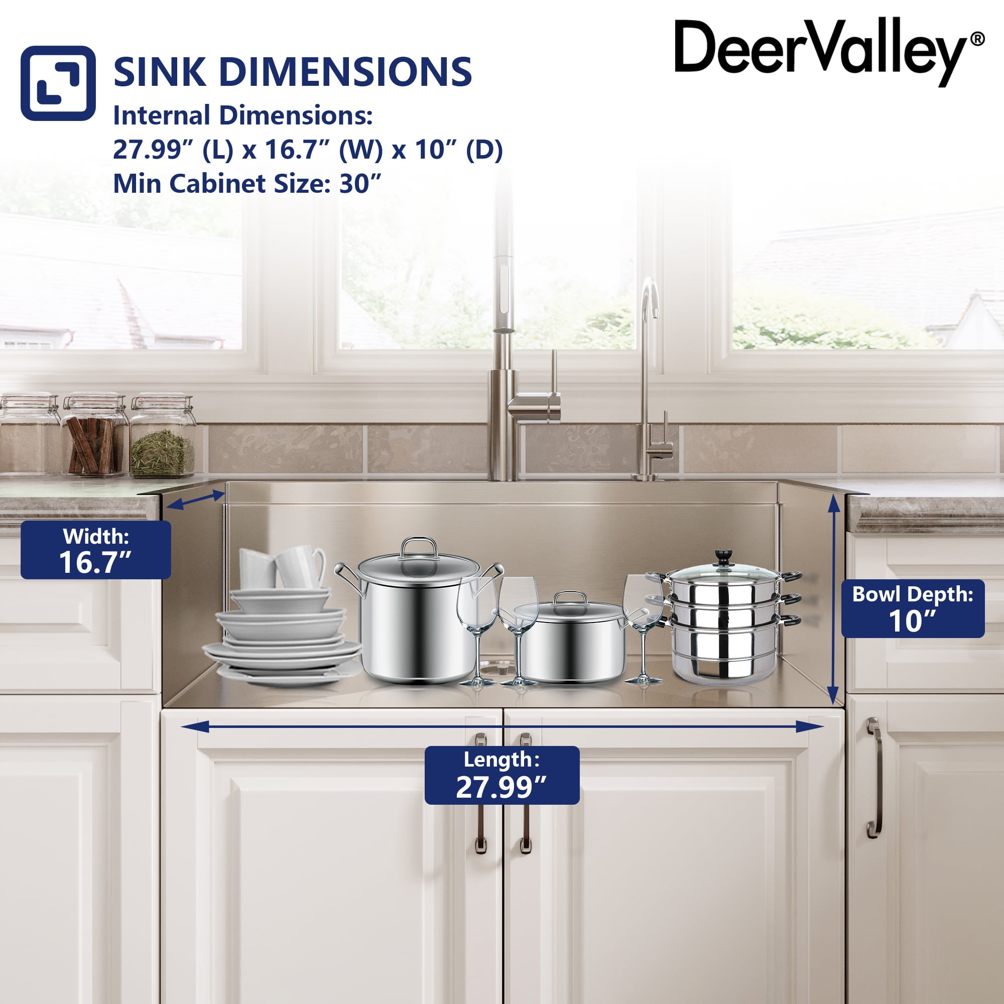 Silver Grey Stainless Steel Rectangular 30 in. Single Bowl Farmhouse Apron Workstation Kitchen Sink with Accessories