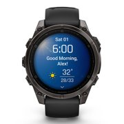 Garmin 010-02904-20 Fenix 8 47 mm AMOLED Sapphire Carbon Gray Titanium with Black Silicone Band Bundle with Tech Smart USA Fitness & Wellness Suite and 1.4 Inch Screen Protector for Garmin Fenix 6