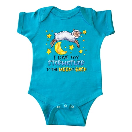 

Inktastic I Love my Stepmother to the Moon and Back Cute Sheep Gift Baby Boy or Baby Girl Bodysuit