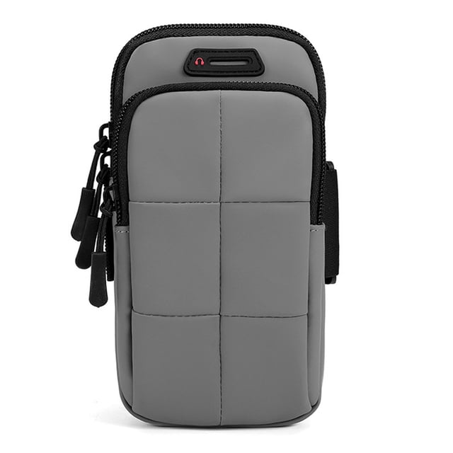 Brazaletes cómodos para correr y soporte para teléfono celular para hacer ejercicio (gris)