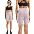 thumbnail image 6 of NELEUS Womens V Cross Waist Spandex Shorts for Yoga Athletic Bike with Pockets,Light Blue+Light Purple+Light Pink,US Size XL, 6 of 8
