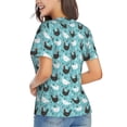 thumbnail image 3 of Vsdgher Lovely Roosters Women Shirts V Neck Short Sleeve Tops T-Shirt Basic Tees, S to 3XLSmall, 3 of 5