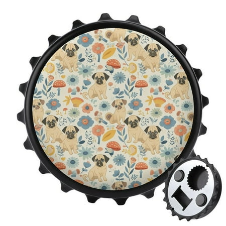 

ZHANGS Charming Pug Puppy-21 Strong Fridge Magnets Funny Refrigerator Magnets with Can Opener Decorative Magnetic Sticker for Kitchen Office Whiteboard Cabinet And Dishwasher