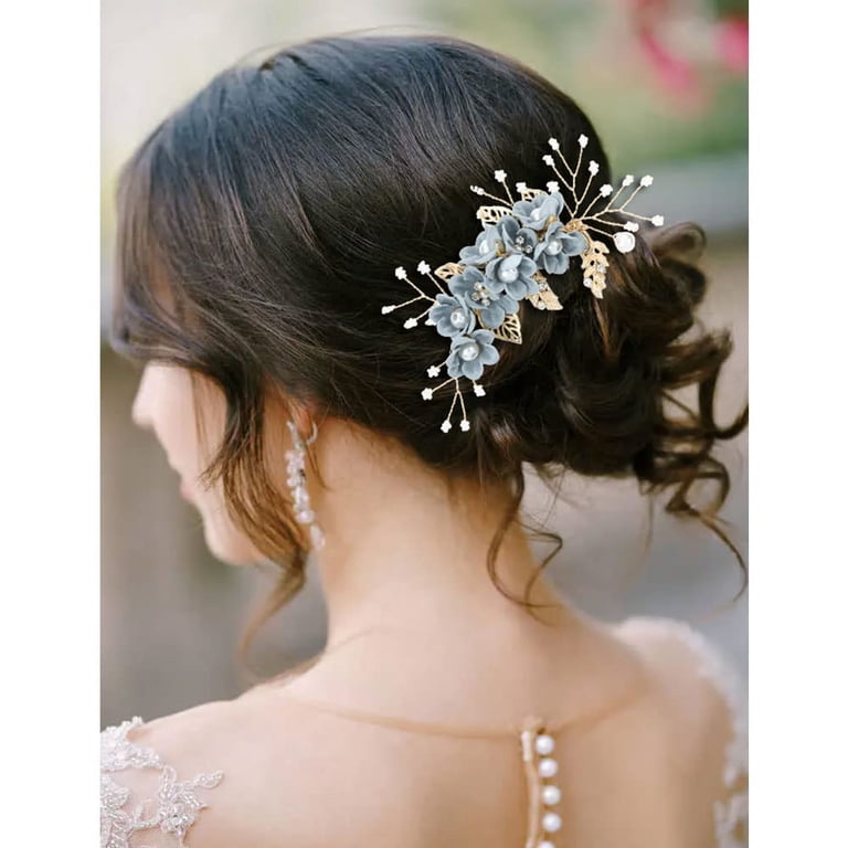 4PCS Bridal Flower Wedding Hair Pins Crystal Pearl Hair  display picture 3