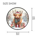 thumbnail image 5 of 36.2 Inch Round Floor Mat Cow Wearing Christmas Hat Carpet Decor Rug for Living Room Bedroom, 5 of 6