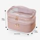 thumbnail image 3 of El maquillaje de doble capa empaqueta el bolso cosmético ligero de la PU del PVC para los regalos de vacaciones de las mujeres, 3 of 9