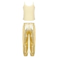 thumbnail image 2 of TiaoBug Kids Girls Gymnastics Sports Workout Clothes Set Sequins Tank Top with Pants Ballet Dance Performance Costume Gold 8, 2 of 7